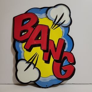 "BANG" Embossed Die Cut Tin Sign Metal Comics Wall Art